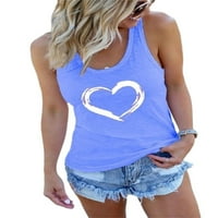 HAITE WOTE T majice scoop vrat ljeto gornje srce tiskane vrhove Ladies Pulover bluza bez rukava Blue XL
