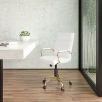 Flash namještaj Flash-leđa Bijela leathersoft Executive okretna uredska stolica sa zlatnim okvirom i rukama