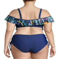 Ženski kupaći kostim na gornjem i donjem dijelu ramena Plus veličina, 2-dijelni Set