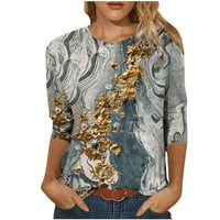 Ženska modna tiskana majica na srednjim rukavima Bluza Okrugli vrat Ležerne prilike