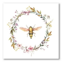 Vijenac od divljeg cvijeća i umjetnički otisak na platnu na pčelinjoj slici