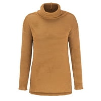 Džemper za žene ženska jesenska zima solidna boja labav visoki vrat pleteni dugi rukav džemper pada odjeća