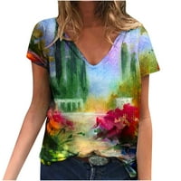 Ljetna majica za žene Žene ljetna štampana bluza Tees Casual V-izrez kratke rukave majice Tops rođendanski