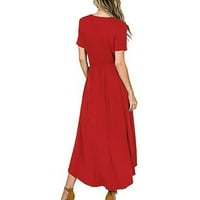 Haljine veće veličine Flowy Dress Casual V izrez kratki rukav labave majice haljine ljetne haljine za