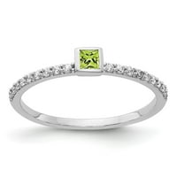 14k bijeli zlatni prsten za prsten od dragulja Peridot kruška zelena dijamant, veličine 9