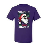 Divlji Bobby, Santa Single i spreman za jingle božićni džemper muškarci grafički tee, ljubičasta, x-velika