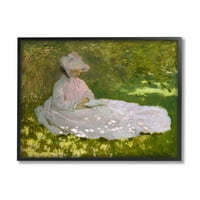 Stupell Industries Proljetni klasik Claude Monet slika ženski portret slika crno uokvirena Umjetnost Print