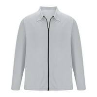 Muški Dugi rukav Casual Jacket Streetwear rever Jacket T Shirt sportski kardigan siva XXXXL