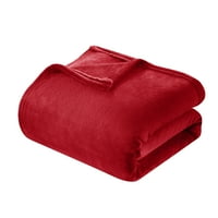 Chic Home Javia 1-komadni čvrsti bolovni flis pokrivač, puna kraljica, crvena
