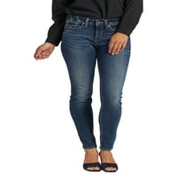 Srebrna Jeans Co. Ženski suki Mid Rise mršavi traperice, Strukne veličine 24-36