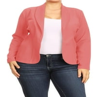 Ženski ležerni dugi rukavi veće veličine otvoreni prednji kancelarijski posao nosi čvrstu jaknu sa sakoom