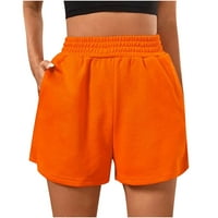 Ženske hlače Ležerne prilike ljetne elastične struke Sportske solidne kratke hlače Narančasta radna odjeća