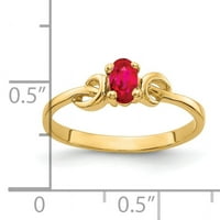 Primalni zlatni karatski žuto zlato 5x ovalni rubin prsten