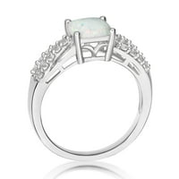 Jay Heart Designs srebra stvorio Opal i stvorio bijele safir prsten