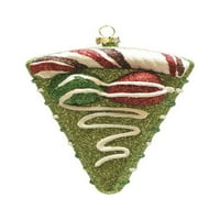 5 Merry & svijetlo zelena crvena i bijela Glitter Shatterproof rođendansku tortu Slice Božić Ornament