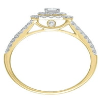 Carat T.W. Sjajni fini nakit smaragdni rez dijamantski angažman prsten u 10kt žuto zlato, veličine 7