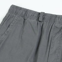 Radne pantalone Muške labave pamučne plus veličine džep čvrste elastične struk hlače Ukupne hlače bijele