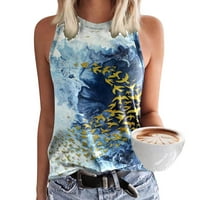 Tops for Womens Crewneck Print Tank Tops Summer Casual Loose Fit Basic Shirts Beach bluza