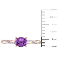 Carat t.g.w. Amethyst i Carat T.W. Dijamantna 14KT Rose Gold Crossover zaručnički prsten
