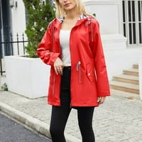 Fatuov Puffer Jacket za žene Hoodies Odjeća Dugi rukav Red Coat M