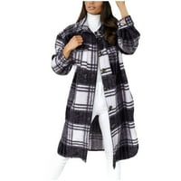Pamučni kardigan za žene lagana etnička jakna O vrat puni rukav kardigan Vintage Print lagani kaput Crni