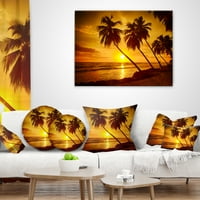 Dizajnerska plaža zalazak sunca u otoku Barbados - Moderna jastuk za bacanje mora - 18x18