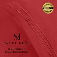 Posteljina Serije Sweet Home Kolekcija-Dodatni Meki Džepni Džepni Set Od Mikrovlakana-Crveni, Podijeljeni