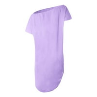 Haljine za žene mini mini kratki rukav Ležeran na letnju V-izrez Čvrsta haljina ljubičasta l