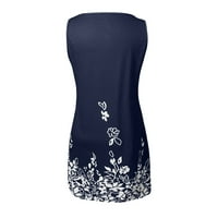 Klirens ljetne haljine za žene bez rukava labava cvjetna Mini okrugla haljina Plava m