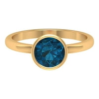 Londonski plavi Topaz pasijans prsten za žene-decembarski rodni kamen, 14k žuto zlato, US 6.50