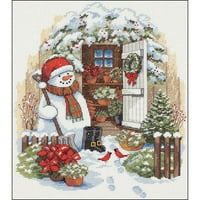 Brojani Cross Stitch Kit 'Garden Snowman' grof White Aida, 12 '' 14 ''
