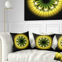 Designart crno žuti fraktalni uzorak cvijeta - apstraktni jastuk za bacanje - 16x16