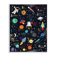 Stupell Industries svemir zabava abeceda Kid's ABC tipografija novost slika Neuramljena Umjetnost Print
