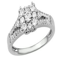 Bijeli prirodni dijamantski klaster kvadratni prsten od 10k ružičastog zlata
