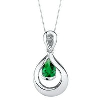 0. CT kruška oblika zelena simulirana ogrlica smaragdom privjesno u srebru Sterling, 18