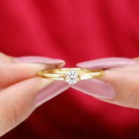 Certificirani prsten za moissanite pasijans za žene, 14k žuto zlato, SAD 6.50