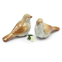 Ptice prirodne smeđe stalne sjajne keramičke kolekcionarske figurice 2