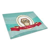 Carolines blaga BB1559LCB Chocolate Brown Shih Tzu Merry Božićna ploča za rezanje stakla velika, 12h 16w,