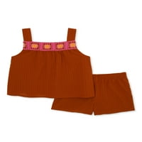 Wonder Nation Toddler Girls Top i garnitura za kratke hlače, 2-komad, veličine 12m-5t