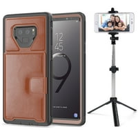 : Kona Veganska koža Folio novčanik Case i Selfie Stick Mini stativ za Samsung Galaxy Note - Kickstand,