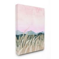 Stupell Home Dekor pšenična pšenična polja zora Pink Green akvarel slikanje platno Zidna umjetnost Grace