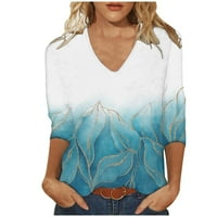 Ženske ljetne majice Casual dužina rukav V vrat pulover bluza trendi blok boja štampani Tshirt vrhovi