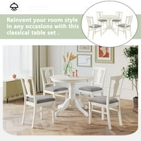 5-komadni kuhinjski stol za trpezarije, okrugli kuhinjski stol sa tapeciranim trpezarijskim stolicama
