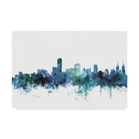 Zaštitni znak Likovna umjetnost 'Adelaide Australia Plavi Teal Skyline' Canvas Art by Michael Thpsett