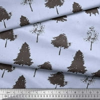 Soimoi Blue Rayon Crepe tkanina šablona stabla tkanine otisci dvorišta široko