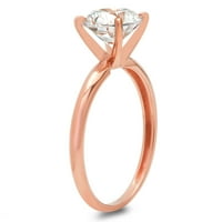 1. ct sjajan okrugli rez simulirani dijamant 14k Rose Gold Solitaire prsten SZ 6.5