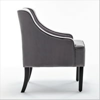 UsprideFurniture Correen 25 široka mikrofiber akcentna stolica sa udubljenim rukama, sivom bojom