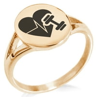 Vježba od nehrđajućeg čelika Lifelin Heart minimalistički ovalni vrh polirani prsten
