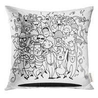 Muzika Doodle od Funny Party ljudi stan dizajn zabava jastuk slučaj jastučnica
