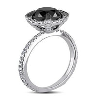Miabella Carat T. W. crno-bijeli dijamant 10k bijeli Zlatni oreol zaručnički prsten